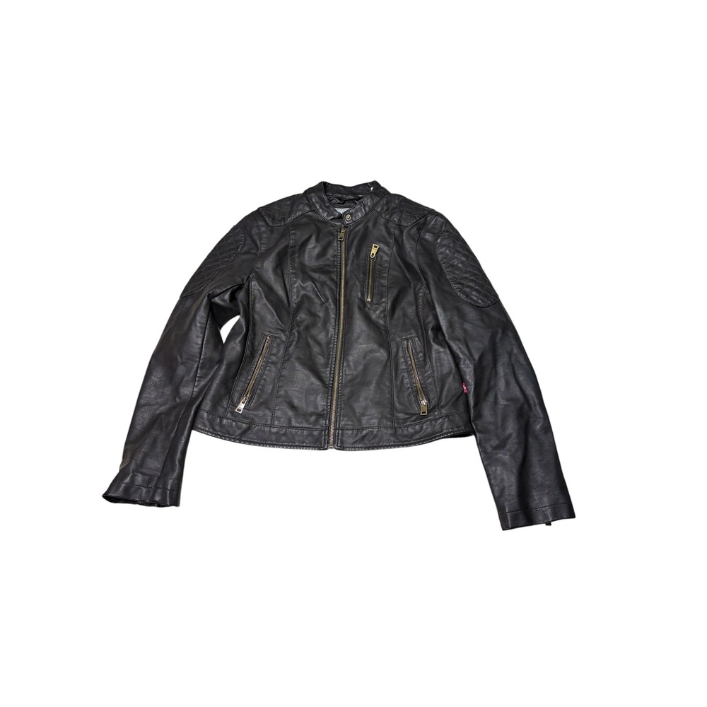 NWT Levis Womens Faux Leather Quilted Moto Jacket LW7KU263 Size L